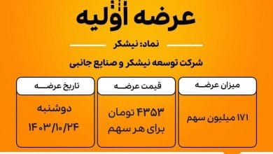 نیشکر، شیرینترین عرضه اولیه تاریخ فرابورس/ بانک ملی ایران به عنوان مالک ۴۰ درصدی شرکت نیشکر و صنایع جانبی ، سهام خود را عرضه کرد 2 d986db8cd8b4daa9d8b1d88c d8b4db8cd8b1db8cd986d8aad8b1db8cd986 d8b9d8b1d8b6d987 d8a7d988d984db8cd987 d8aad8a7d8b1db8cd8ae d981d8b1 6786eb5528aa1