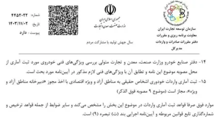 واردات این خودروها ممنوع شد+ سند 1 d988d8a7d8b1d8afd8a7d8aa d8a7db8cd986 d8aed988d8afd8b1d988d987d8a7 d985d985d986d988d8b9 d8b4d8af d8b3d986d8af 6790e3429a74e